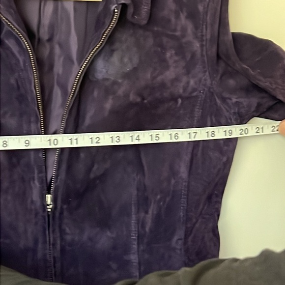 Style & Co Leather Jacket Womens Size Medium Purple Full‎ Zip + - Picture 5 of 6